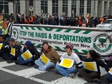 Immigration reform protest outside DHS in Washington DC - Image: Video capture/The Matea Group