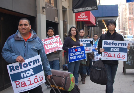 New York immigration activists set out from Manhattan Monday afternoon - Photo: NYIC.