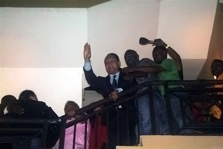 Jean-Claude Duvalier, or "Baby Doc," the former president of Haiti, greeted people at his hotel upon his return to Haiti