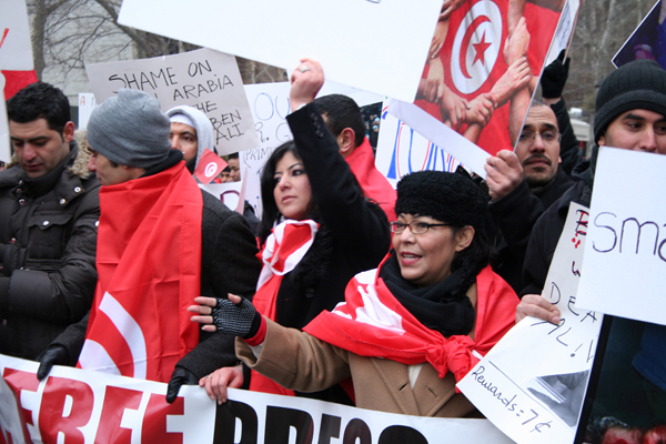 Tunisian immigrants in New York showed their support for the revolution - Photo: Merel van Beeren