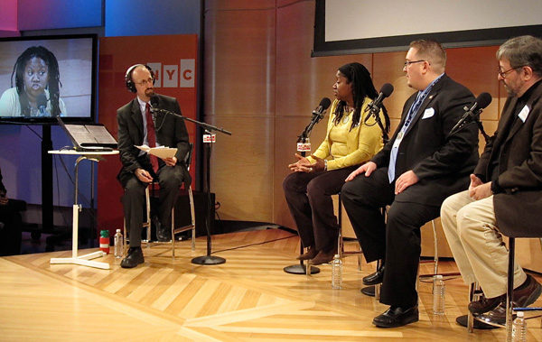 Stacey Cumberbatch, coordinator at the NYC 2010 Census Office, answers a question from Brian Lehrer - Photo: Jocelyn Gonzales