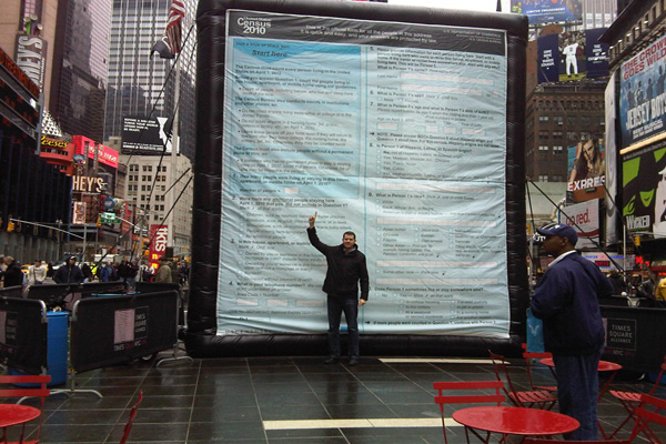 A 20-feet Census form was put up in New York's Times Square - Photo: Census Bureau.