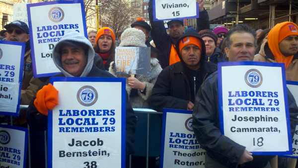 Immigrant workers marched to remember the victims of the Triangle Shirtwaist Fire (Photo: Catalina Jaramillo)