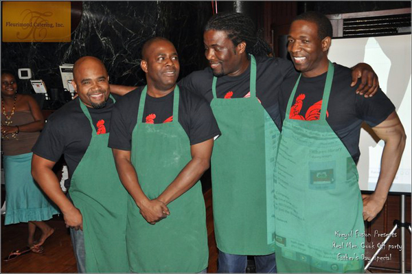 Randel Berha (left), Moses St. Louis, Jean Price Vixamar-Lucien, Ronald Glemaud at an Amateur Cooking Contest